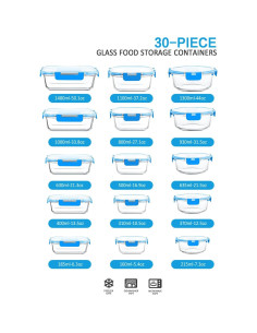 Juego de 30 Contenedores de Almacenamiento de Vidrio M MCIRCO 2