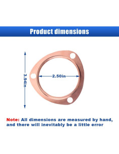 Juntas de Escape de Cobre LAINLOY 2.5" Reutilizables 2 Pcs 2