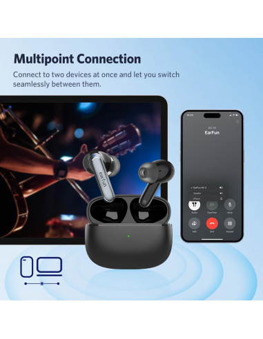 Auriculares Inalámbricos EarFun Air 2, Bluetooth 5.3, 40h Batería