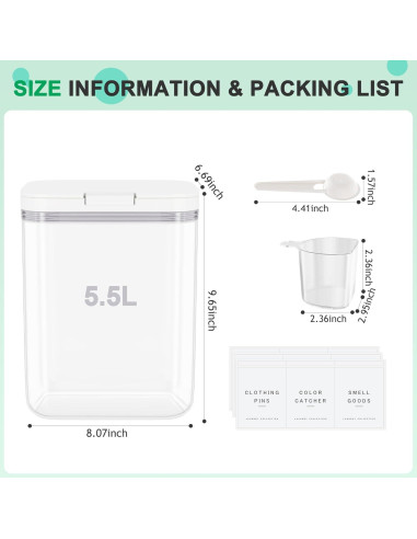 Contenedor de detergente Miuhoemy 5.5L con tapa de un toque