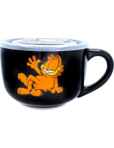 Taza de sopa cerámica Garfield Silver Buffalo 24 oz con tapa
