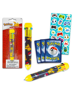 Juego de bolígrafos Pokémon 10 colores con Pikachu y tarjetas