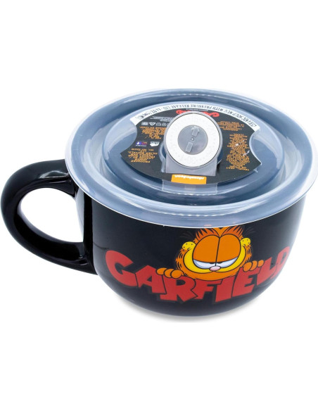 Taza de sopa cerámica Garfield Silver Buffalo 24 oz con tapa