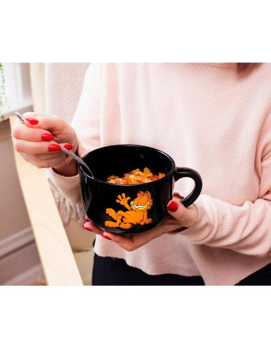 Taza de sopa cerámica Garfield Silver Buffalo 24 oz con tapa