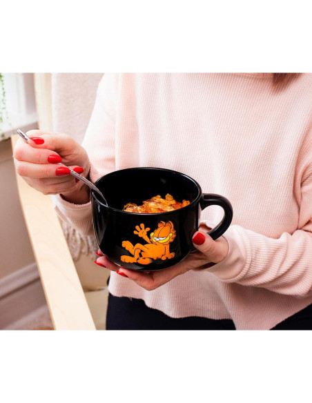 Taza de sopa cerámica Garfield Silver Buffalo 24 oz con tapa