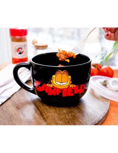 Taza de sopa cerámica Garfield Silver Buffalo 24 oz con tapa