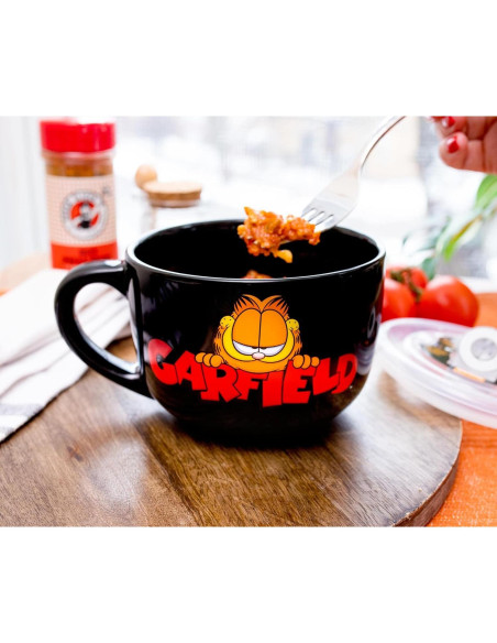 Taza de sopa cerámica Garfield Silver Buffalo 24 oz con tapa