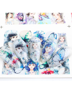 Calcomanías de Uñas TBRZTR 12 Hojas Mariposas y Dibujos Animados 2