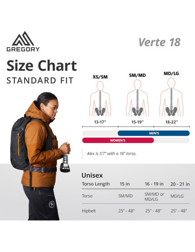 Mochila Unisex Gregory Verte 18L para Esquí y Snowboard