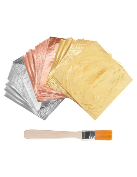 Juego de Hojas de Imitación de Oro 300 Hojas 14x14 cm