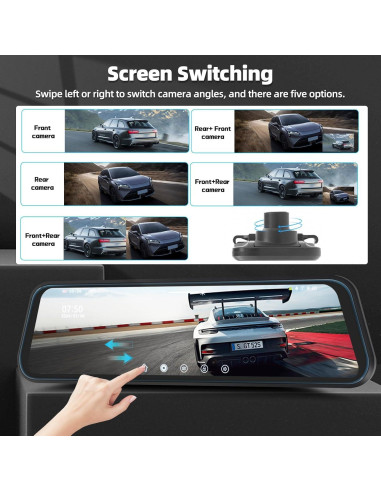 Cámara de Salpicadero Zomolither 9.66" IPS 1080P Doble Lente