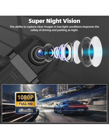 Cámara de Salpicadero Zomolither 9.66" IPS 1080P Doble Lente