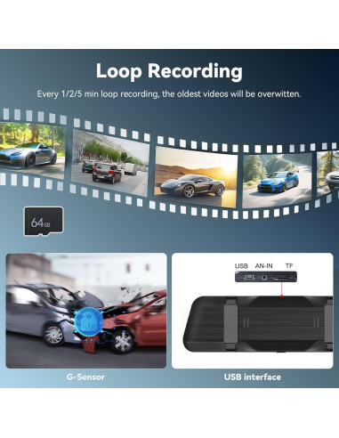 Cámara de Salpicadero Zomolither 9.66" IPS 1080P Doble Lente