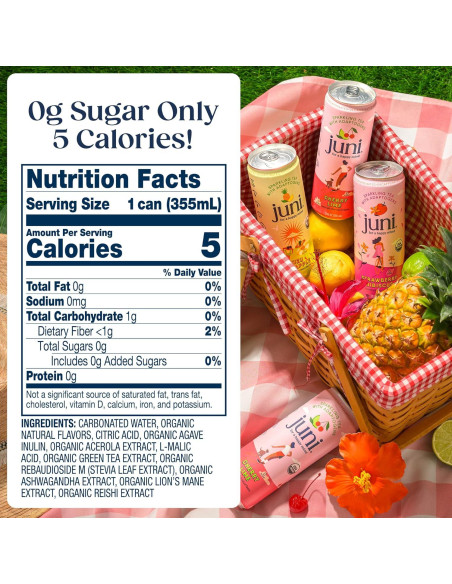 Bebida Espumosa Adaptógena Juni Lima Cereza 12 Latas 355ml