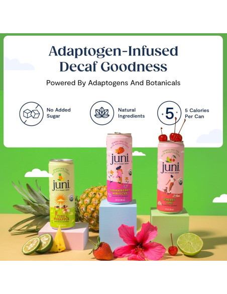 Bebida Espumosa Adaptógena Juni Lima Cereza 12 Latas 355ml