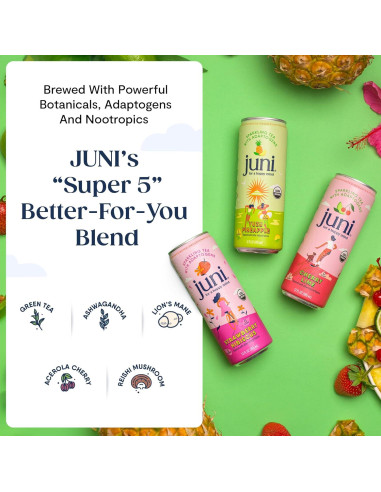 Bebida Espumosa Adaptógena Juni Lima Cereza 12 Latas 355ml