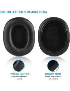 Almohadillas de Reemplazo Audio-Technica ATH M50X M40X M30X Negro 2
