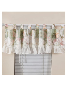 Valance de Cortina Brandream 60x16 cm Algodón Floral Rosa