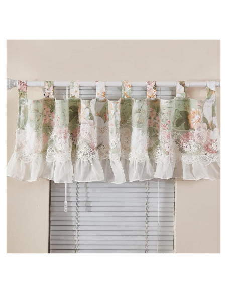 Valance de Cortina Brandream 60x16 cm Algodón Floral Rosa