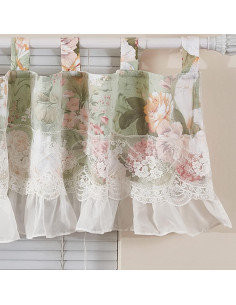 Valance de Cortina Brandream 60x16 cm Algodón Floral Rosa 2