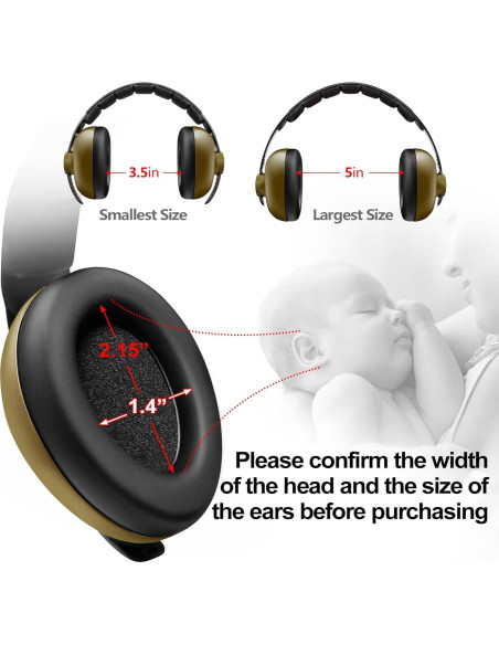 Auriculares BBTKCARE para Bebés - Protección Auditiva Verde Militar