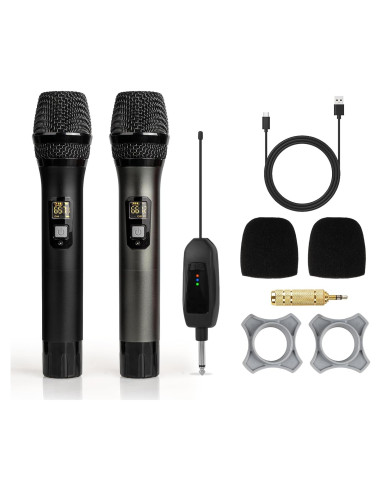Micrófono Inalámbrico Soundgeek UHF Doble Mano 2 Micrófonos
