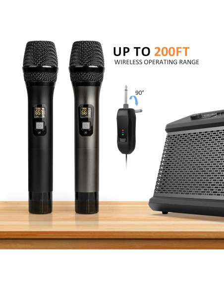 Micrófono Inalámbrico Soundgeek UHF Doble Mano 2 Micrófonos