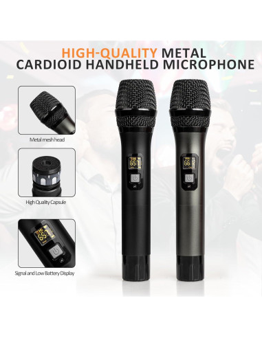 Micrófono Inalámbrico Soundgeek UHF Doble Mano 2 Micrófonos