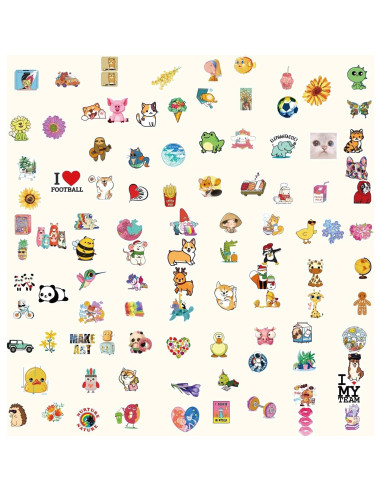 100 Pegatinas Impermeables AIONLUX para Niños - Vinilo Kawaii