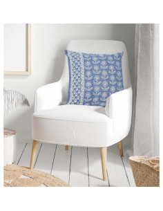 Funda de Almohada Decorativa Cuadrada Creative Co-Op Floral 50.8 cm Azul 2