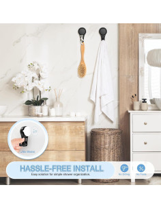 Ganchos de Ventosa para Ducha VIS'V, 2 Pcs, Alta Resistencia, Negros 2