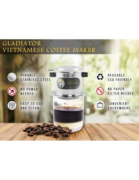Goteador de Café Vietnamita Gladiator 15oz Acero Inoxidable