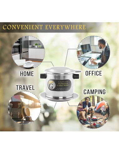 Goteador de Café Vietnamita Gladiator 15oz Acero Inoxidable