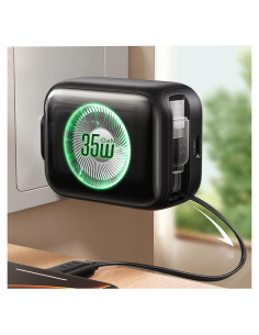 Cargador de Pared Retráctil Threekey 35W USB-C Doble Puerto