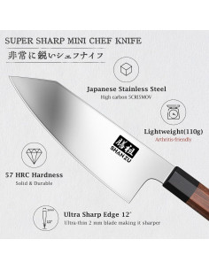 Cuchillo de Chef SHAN ZU 15.24 cm Acero Japonés Mango Madera 2