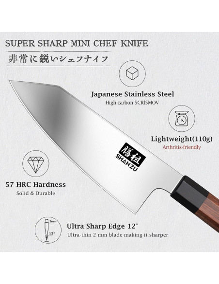 Cuchillo de Chef SHAN ZU 15.24 cm Acero Japonés Mango Madera