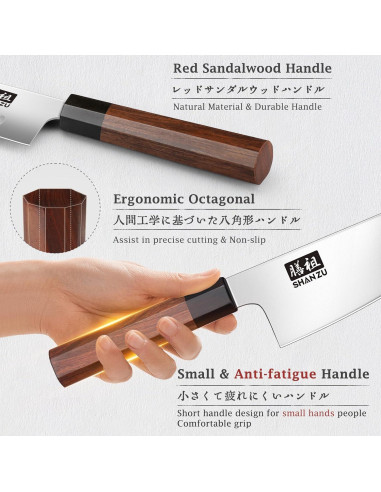 Cuchillo de Chef SHAN ZU 15.24 cm Acero Japonés Mango Madera