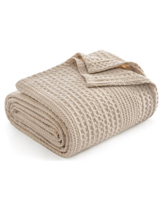 Manta Waffle Ligera PHF King 264x229 cm Beige Claro