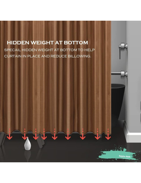 Cortina de Ducha Eazzier Bath 72x72" Impermeable Marrón