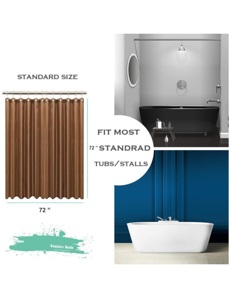 Cortina de Ducha Eazzier Bath 72x72" Impermeable Marrón