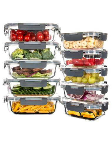 Contenedores de Vidrio UMEIED - 10 Piezas Rectangulares 1007ml y 355ml