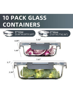 Contenedores de Vidrio UMEIED - 10 Piezas Rectangulares 1007ml y 355ml 2