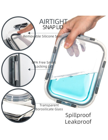 Contenedores de Vidrio UMEIED - 10 Piezas Rectangulares 1007ml y 355ml