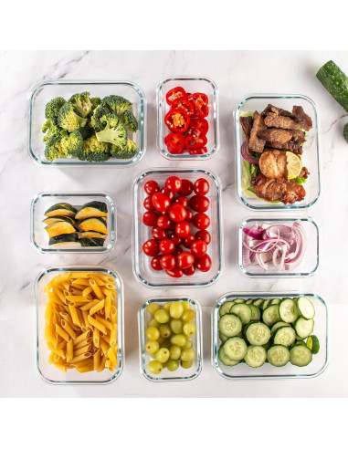 Contenedores de Vidrio UMEIED - 10 Piezas Rectangulares 1007ml y 355ml