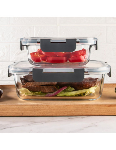 Contenedores de Vidrio UMEIED - 10 Piezas Rectangulares 1007ml y 355ml