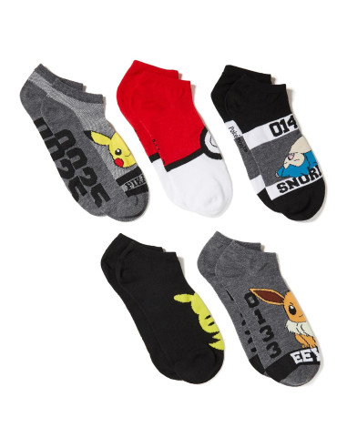 Calcetines No Mostrar para Hombre Pokemon - 5 Paquetes