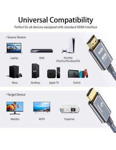Cable HDMI Leadstar 4K 0.3m 18Gbps HDR para Xbox PS5