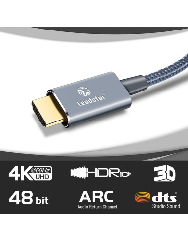 Cable HDMI Leadstar 4K 0.3m 18Gbps HDR para Xbox PS5