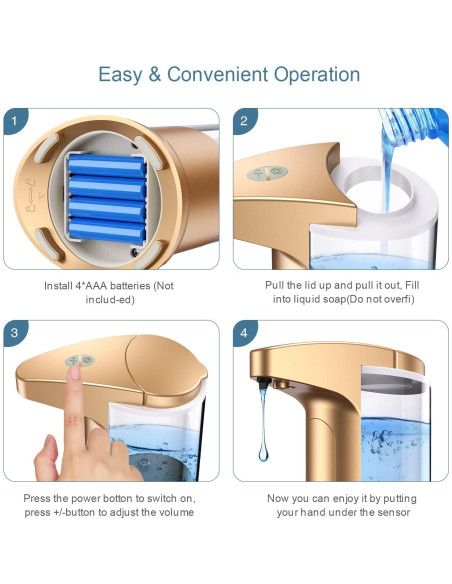 Dispensador Automático de Jabón Ankilo 370ml Dorado Rosa