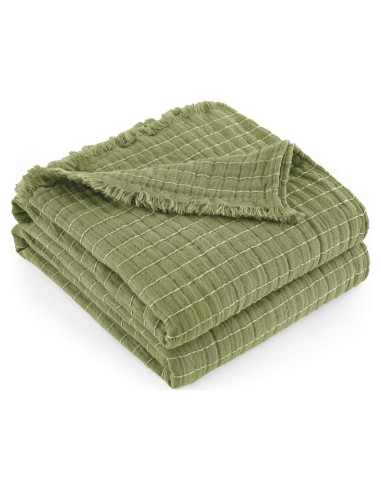 Manta de Muselina GINAMUSE 100% Algodón Verde Salvia 152x229cm